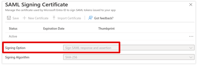 SAML Certificates Signing